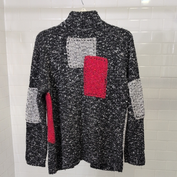 Chic Black and Red Patchwork Zip Up Cardigan - Picture 7 of 10